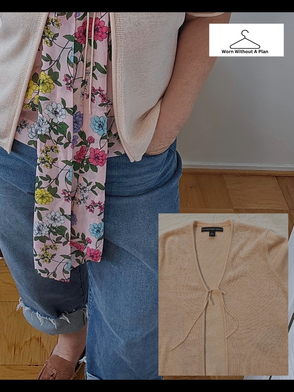 Josephine Chaus Light Pink Tie-Front Summer Cardigan Size XL